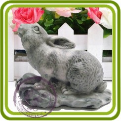 Заяц, кролик с морковкой (сидит) - 3D Объемная силиконовая форма для мыла, свечей, гипса, шоколада и пр.