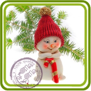 Снеговик с карамелькой 1 (малый)  - D Объемная силиконовая форма для мыла, свечей, гипса, шоколада и пр.