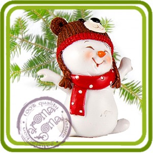 Снеговик в шапке Мишка (малый) -  3D Объемная силиконовая форма для мыла, свечей, гипса, шоколада и пр.
