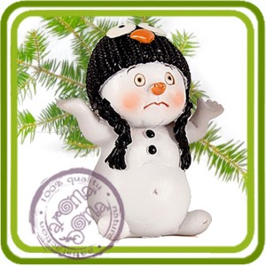 Снеговик в шапке Пингвин (малый) -  3D Объемная силиконовая форма для мыла, свечей, гипса, шоколада и пр.