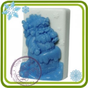 Дедушка Мороз на крыше - 2D силиконовая форма для мыла, свечей, шоколада, гипса и пр.