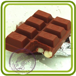Шоколад откушенный с орехами - Эксклюзивная 2D силиконовая форма для мыла, свечей, шоколада, гипса и пр.