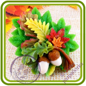 Осенний Букет из листьев - Авторская 2D силиконовая форма для мыла, свечей, шоколада, гипса и пр.