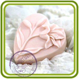 Лилия (сердце) - 2D силиконовая форма для мыла, свечей, шоколада, гипса и пр.