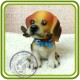 Щенок бультерьера 2 (с палкой), собака - 3D Объемная силиконовая форма для мыла, свечей, гипса, шоколада и пр.