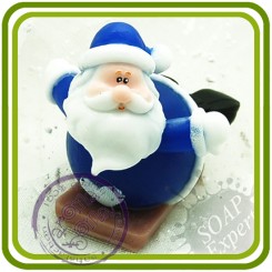 Санта на ледянке - 3D силиконовая форма для мыла, свечей, шоколада, гипса и пр.