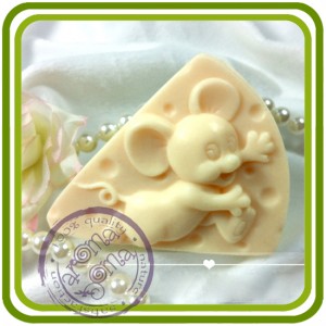 Мышонок и сыр - 2D силиконовая форма для мыла, свечей, шоколада, гипса и пр.