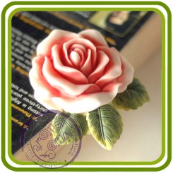Роза малая с листочками - 2D молд,силиконовая форма для мыла, свечей, гипса, шоколада и пр.