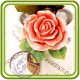 Роза малая с листочками - 2D молд,силиконовая форма для мыла, свечей, гипса, шоколада и пр.