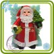 Дед Мороз с ёлкой - 2D силиконовая форма для мыла, свечей, шоколада, гипса и пр.