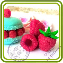 Малина Букетная КРУПНАЯ  (3 ягоды на ножке с хвостиком). Авторская 3D силиконовая форма для мыла, свечей, шоколада, гипса и пр.
