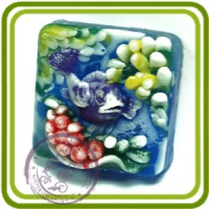 Рыбка в кораллах - 2D силиконовая форма для мыла, свечей, шоколада, гипса и пр.