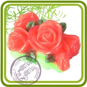 Букет из 5 роз - 2D силиконовая форма для мыла, свечей, шоколада, гипса и пр.