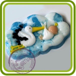 Аист с младенцем -пластиковая форма для мыла