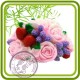 Букет роз с клубничкой (3 размера) - 3D силиконовая форма для мыла, свечей, шоколада, гипса и пр.