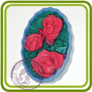 Розы - листочки (овал) - 2D силиконовая форма для мыла, свечей, шоколада, гипса и пр.