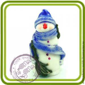 Снеговик с метлой - 3D силиконовая форма для мыла, свечей, гипса, шоколада и пр.
