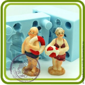 Бабуля и Дедуля Разъемная 3D силиконовая форма для мыла, свечей, шоколада и пр.