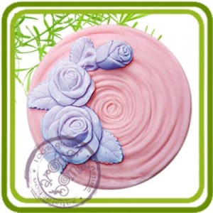 Нежные розы (круг) - 2D силиконовая форма для мыла, свечей, шоколада, гипса и пр.