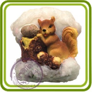 Бельчонок Снежок - 2D силиконовая форма для мыла, свечей, шоколада, гипса и пр.