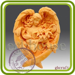 Девушка Ангел с пуансеттией - 2D силиконовая форма для мыла, свечей, шоколада, гипса и пр.