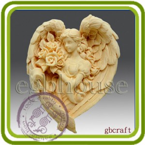 Девушка Ангел с розами - 2D силиконовая форма для мыла, свечей, шоколада, гипса и пр.