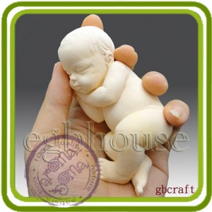 Младенец, малыш спящий на боку (3 размера)  - 3D силиконовая форма для мыла, свечей, шоколада, гипса и пр.