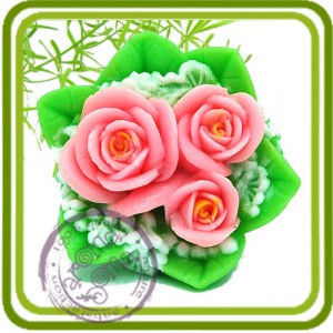 Букетик роз (м) - 3D силиконовая форма для мыла, свечей, шоколада, гипса и пр.