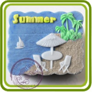 Лето Summer - 2D силиконовая форма для мыла, свечей, шоколада, гипса и пр.