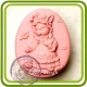 Кролик, зайчик с цыплятами (овал)  - 2D силиконовая форма для мыла, свечей, шоколада, гипса и пр.