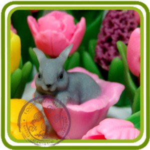 Зайка в цветке - 3D силиконовая форма для мыла, свечей, шоколада, гипса и пр.