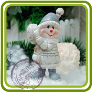 Снеговик со снежком - 3D силиконовая форма для мыла, свечей,гипса и пр.