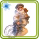 Дед Мороз с медвежонком - Объемная силиконовая форма для мыла
