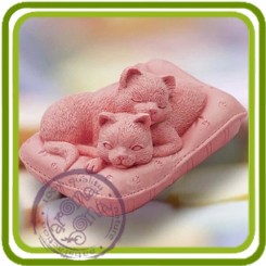 Котята на подушке - Объемная силиконовая форма для мыла №303