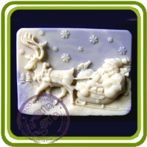 Олень и Санта - 2D силиконовая форма для мыла, свечей, шоколада, гипса и пр.