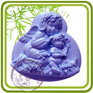 Сердце Ангелы - 2D силиконовая форма для мыла, свечей, шоколада, гипса и пр.