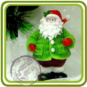 Санта в вязаном пальто (2 размера) - 3D силиконовая форма для мыла, свечей, шоколада, гипса и пр.