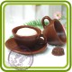 Кофе - тайм 2 (чашка с блюдцем) - 3D силиконовая форма для мыла, свечей, шоколада, гипса и пр. 