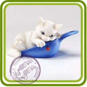 Котик в совочке - 3D силиконовая форма для мыла, свечей, шоколада, гипса и пр. 