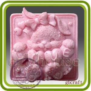 Зайка (love) - 2D силиконовая форма для мыла, свечей, шоколада, гипса и пр.