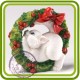 Кот в рождественском венке 3D- Объемная силиконовая форма для мыла