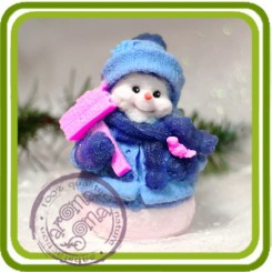 Снеговик с поздравлением - Объемная силиконовая форма для мыла
