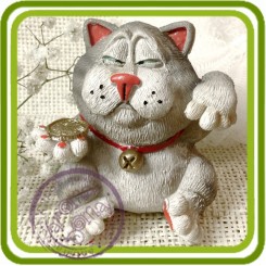 Кот Манэки-Нэко (денежный кот) 3d - Объемная силиконовая форма для мыла
